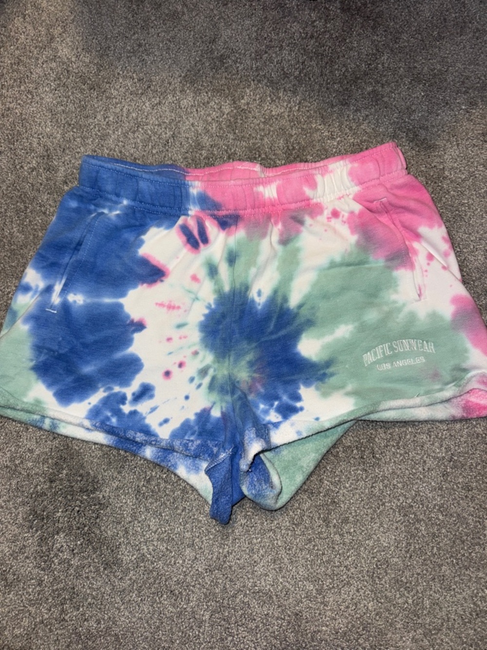 Pacific Sunwear Tie-Dye Lounge Shorts - Pink, Blue, Green